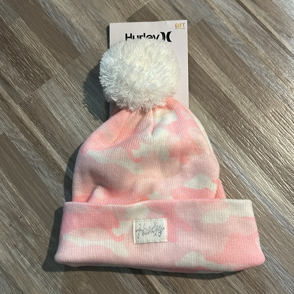 Hurley Kids Pink and Cream Beanie